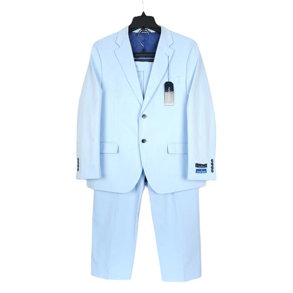 Nautica Modern-Fit Stretch Cotton 2-Piece Suit Sky Blue 40S 34x29 NWT *Defect* - Picture 1 of 16